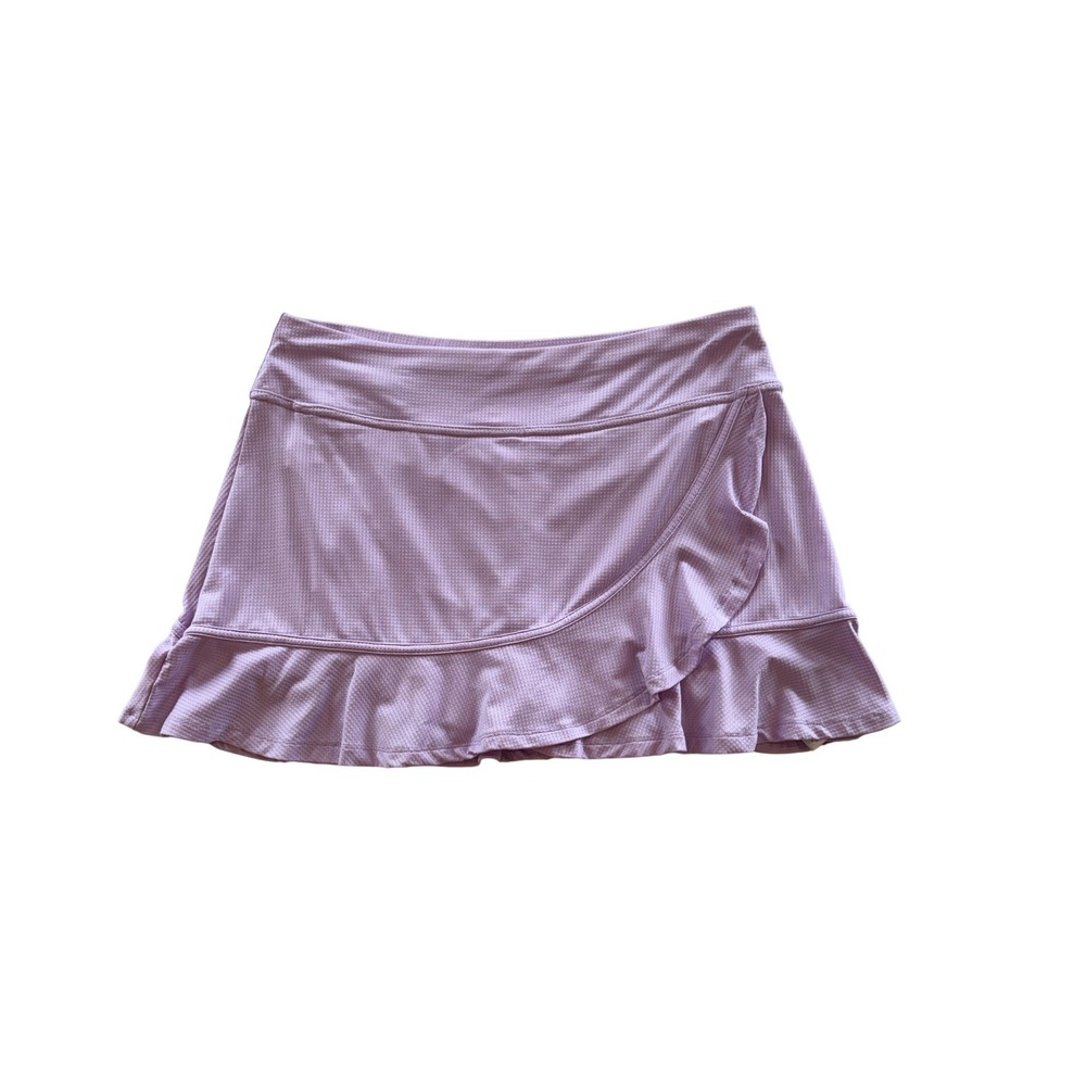 Lija Womens Purple Textured Ruffle Athletic Tennis Golf Skort Size Medium